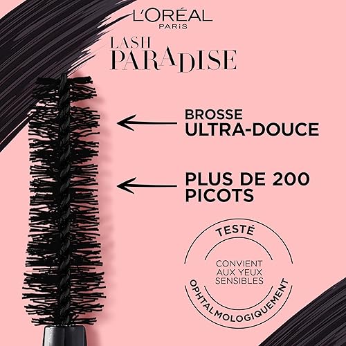 Miniatura 4 de L'Oreal Paris Paradise Mascara, negro impermeable, 0.2 fl oz