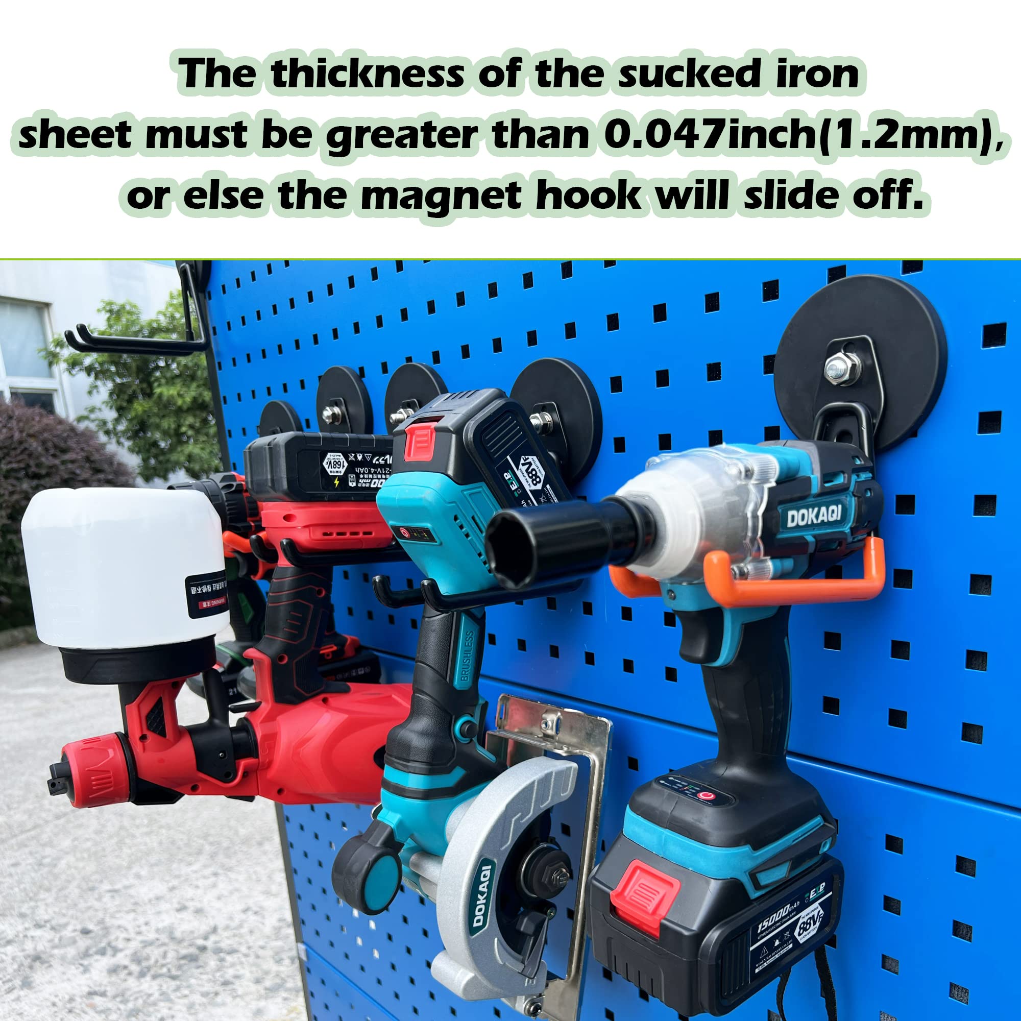 Lot De 2 Crochets Magnétiques Très Résistants Pour Garage - Support Mural - Pour Organiser Les Outils De Jardin, De Pelouse, échelles, Articles En Vrac, Vélos, Cordes (orange, 7,1 Cm