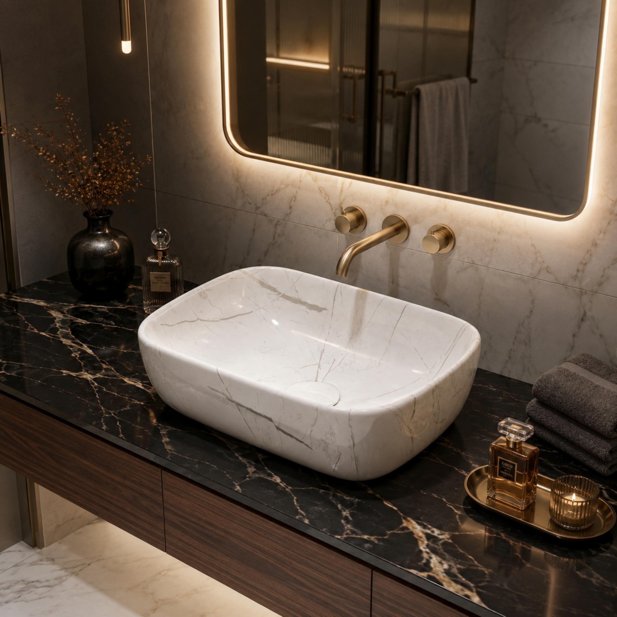 Reyal Grey Marble Wash Basin - Luxury Sink -19