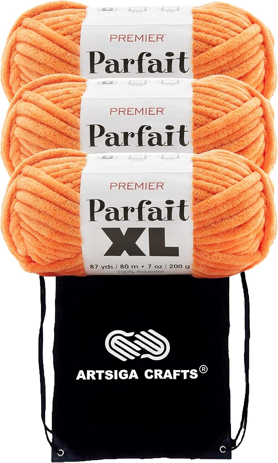 Premier Yarns Parfait XL Emerald 2050-18 (3-Skeins - Same Dye Lot) Jumbo #7 Polyester Yarn for Crocheting and Knitting with Project Bag