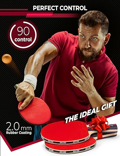Miniatura 7 de Idoraz Raqueta profesional de ping pong, raqueta de tenis de mesa con estuche de transporte, goma aprobada por la ITTF para jugar en torneos, la
