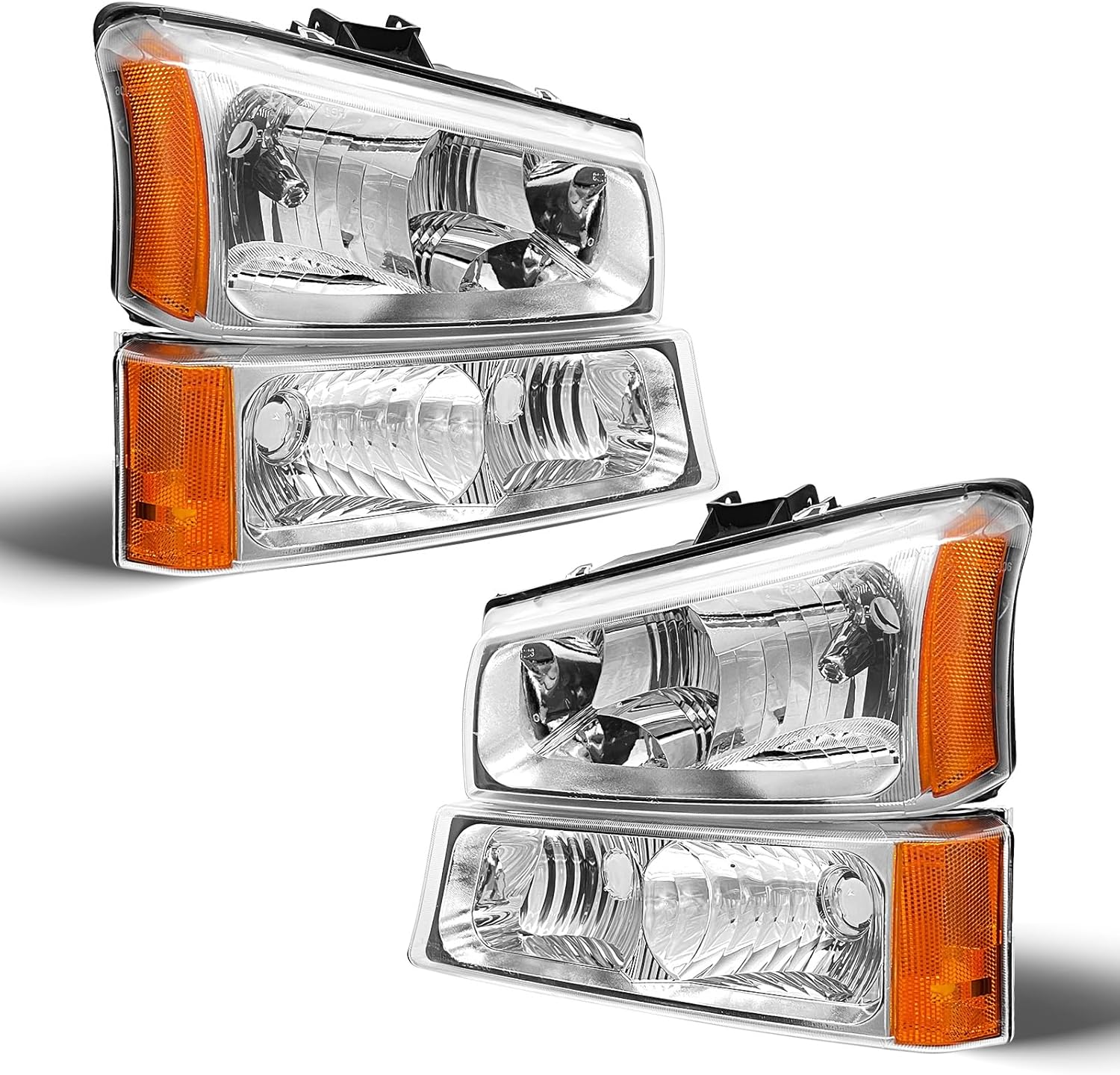 AS Headlight Assembly for 2003 2004 2005 2006 Chevy Silverado/ 03 04 05 06 Avalanche 1500 2500 3500 Headlights Driver and Passenger Side Headlamp Replacement Pair - Not Fits Body Cladding Models