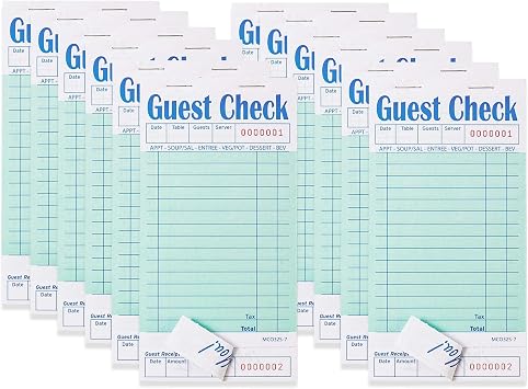 ZPARIK 12 Pack Guest Checks Books for Servers Server Note Pads, Green