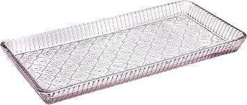 Godinger Serving Tray, Serving Platter, Vanity Jewelry Tray, Table Decor - 12"x 6", Pink, Claro Collection