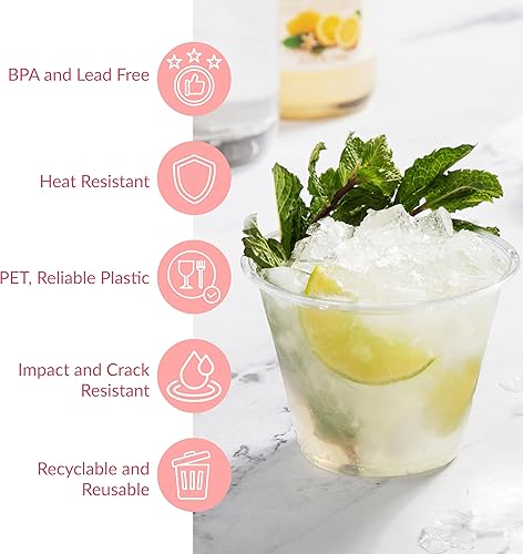 Miniatura 5 de Prestee 400 vasos desechables de plástico transparente para fiestas, 9 onzas, vasos de plástico transparente para bebidas frías, cócteles, batidos y