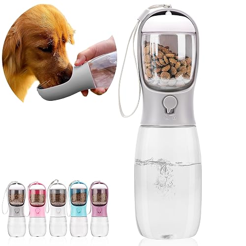 AVELORA Botella de agua para perros, botella de agua portátil para mascotas con contenedor de alimentos