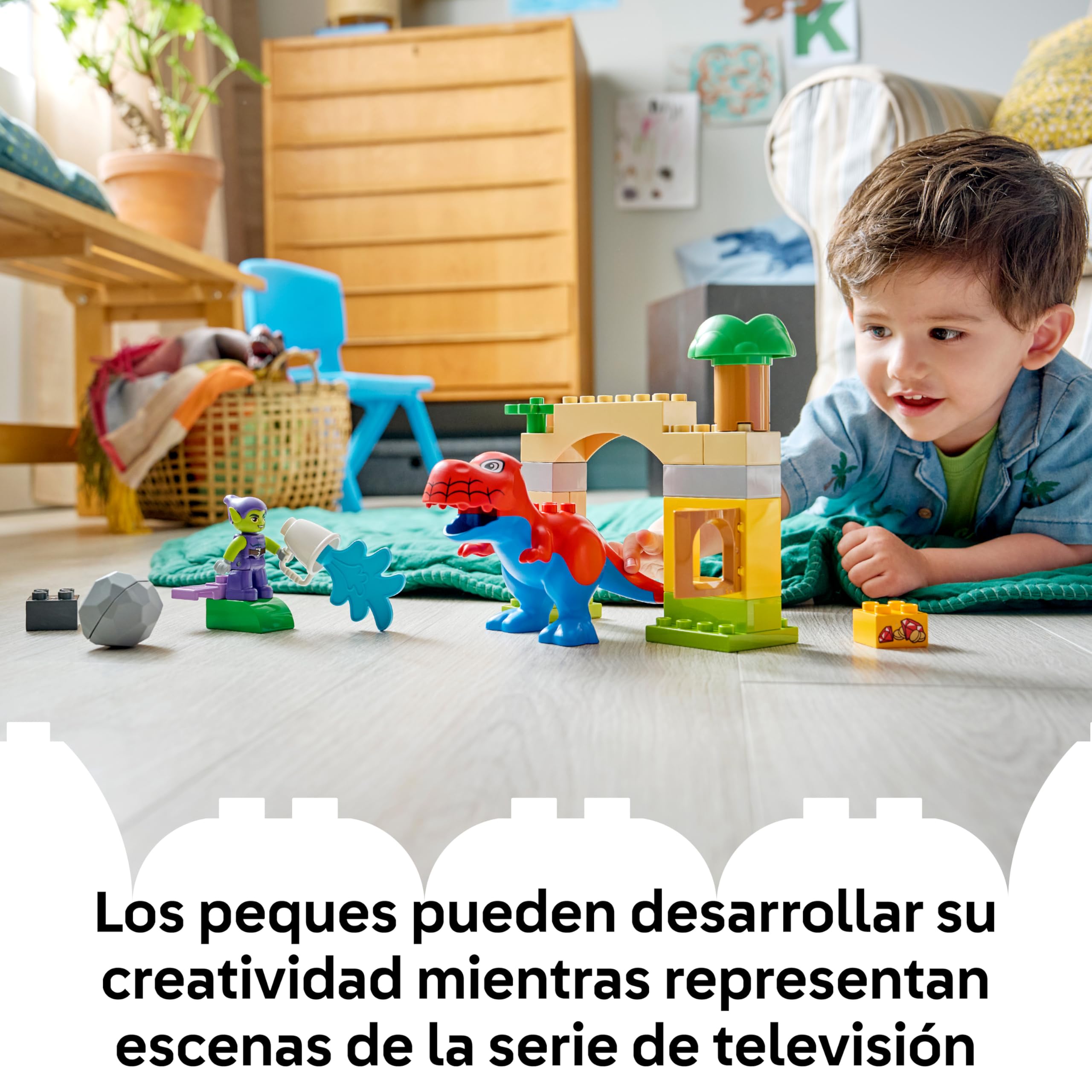 LEGO Duplo Marvel Dinosaurio Spidey-Rex vs. Duende Verde - Juego Educativo para la Motricidad Fina - 2 Figuras Inc. Spidey T. Rex - Juguete de Superhéroes - Regalo para Niños de 2+ Años - 10463