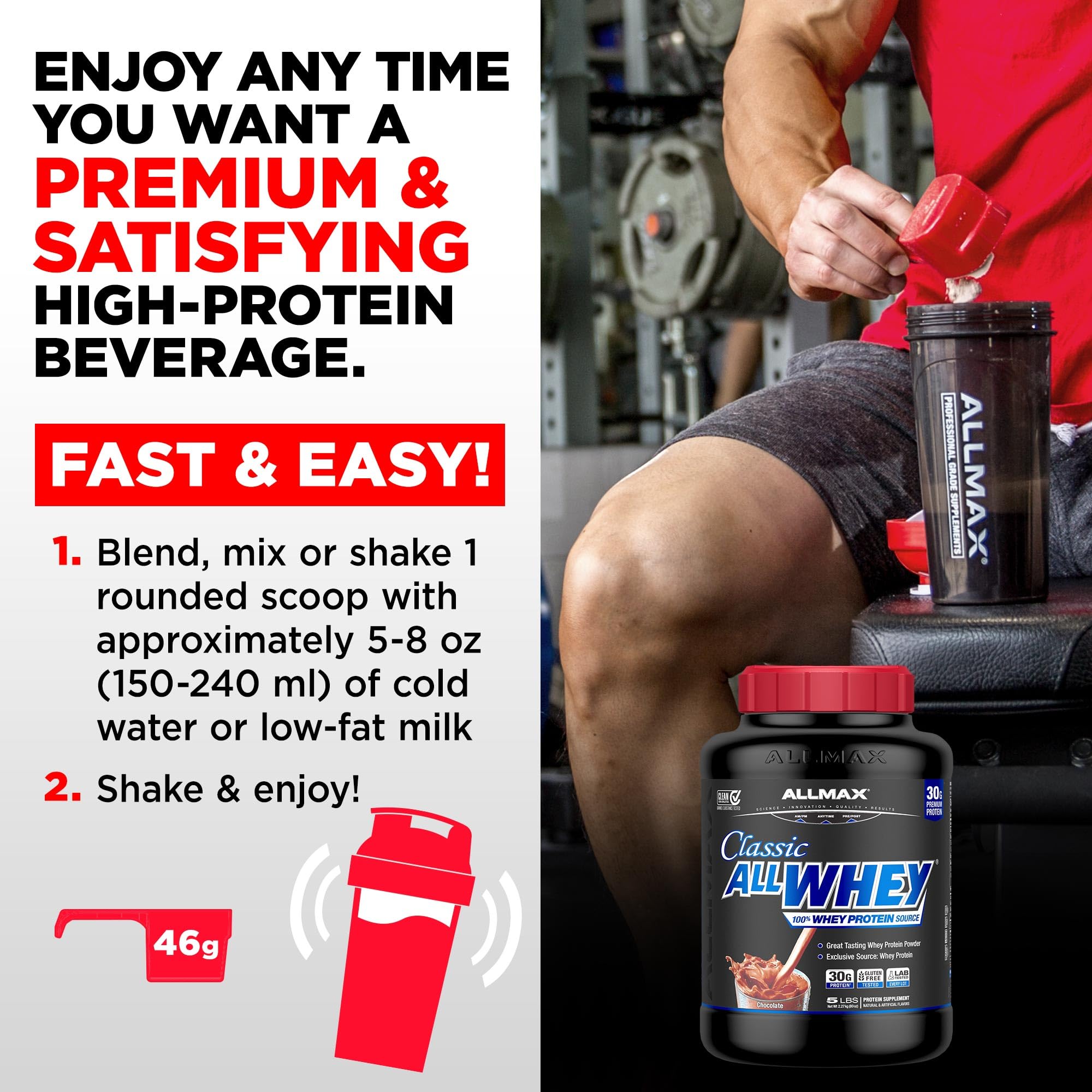 ALLMAX AllWhey Classic Whey Protein Powder, Vanilla, 2 lb — Amazon image 3
