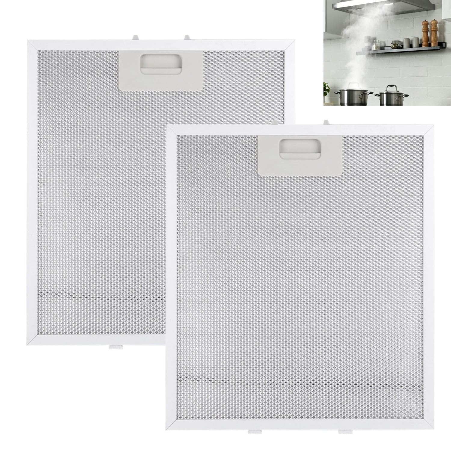 2 filtros de metal para campana extractora, 32 x 26 cm, filtro de grasa de aluminio con malla metálica de 5 capas, filtro universal para campana extractora, filtro de grasa para campanas extractoras