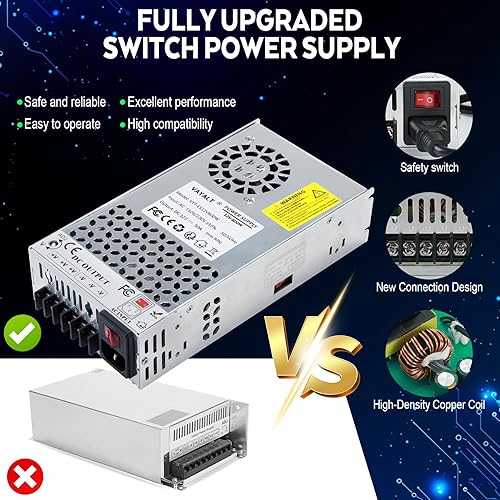 Miniatura 2 de VAYALT Fuente de alimentación de conmutación DC 12V 50A 600W, Convertidor de CA a CC de 110V220V, Conmutación regulada universal, Fuente de