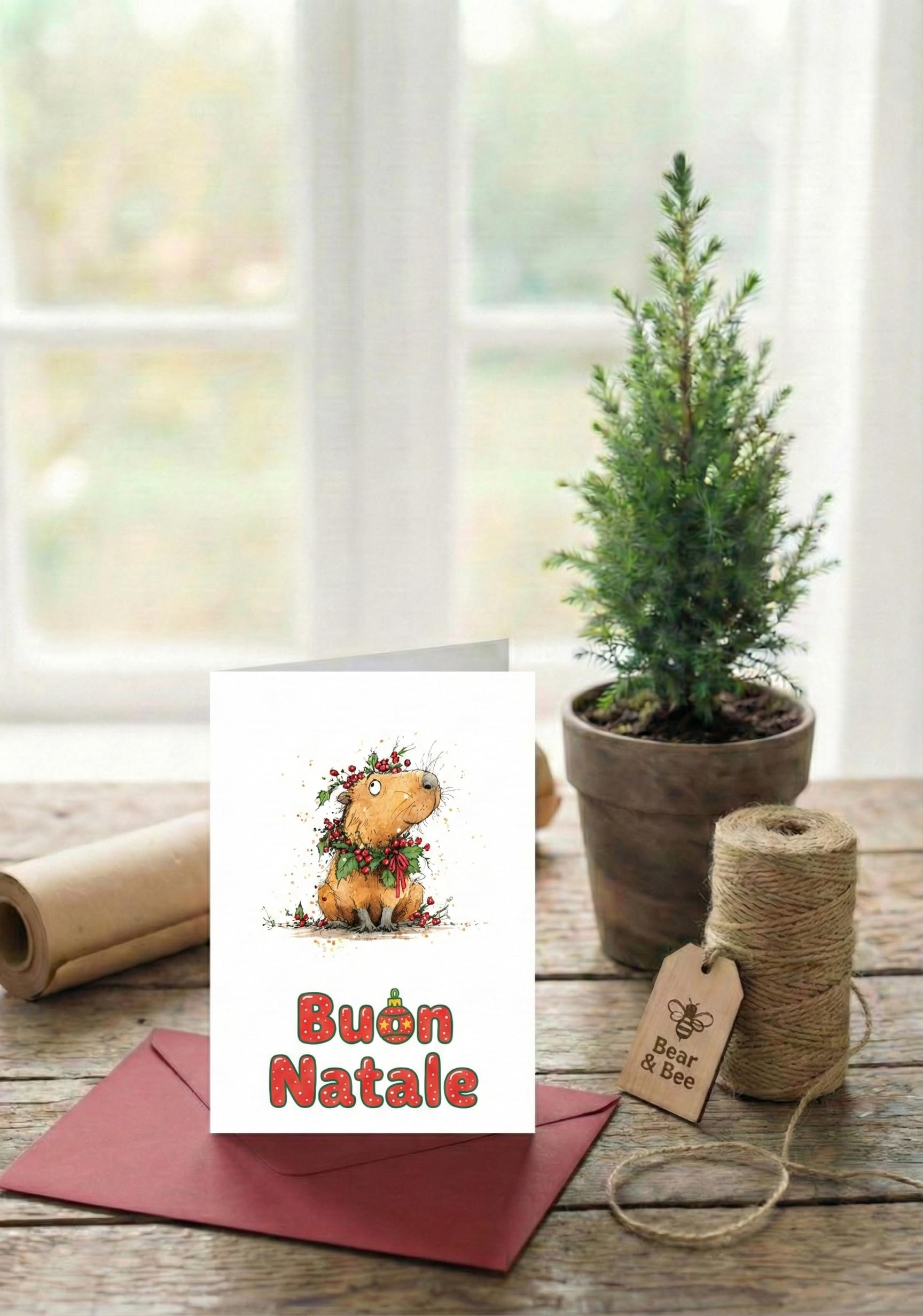 Biglietti natalizi italiani A6 con buste rosse – Set 30 pezzi