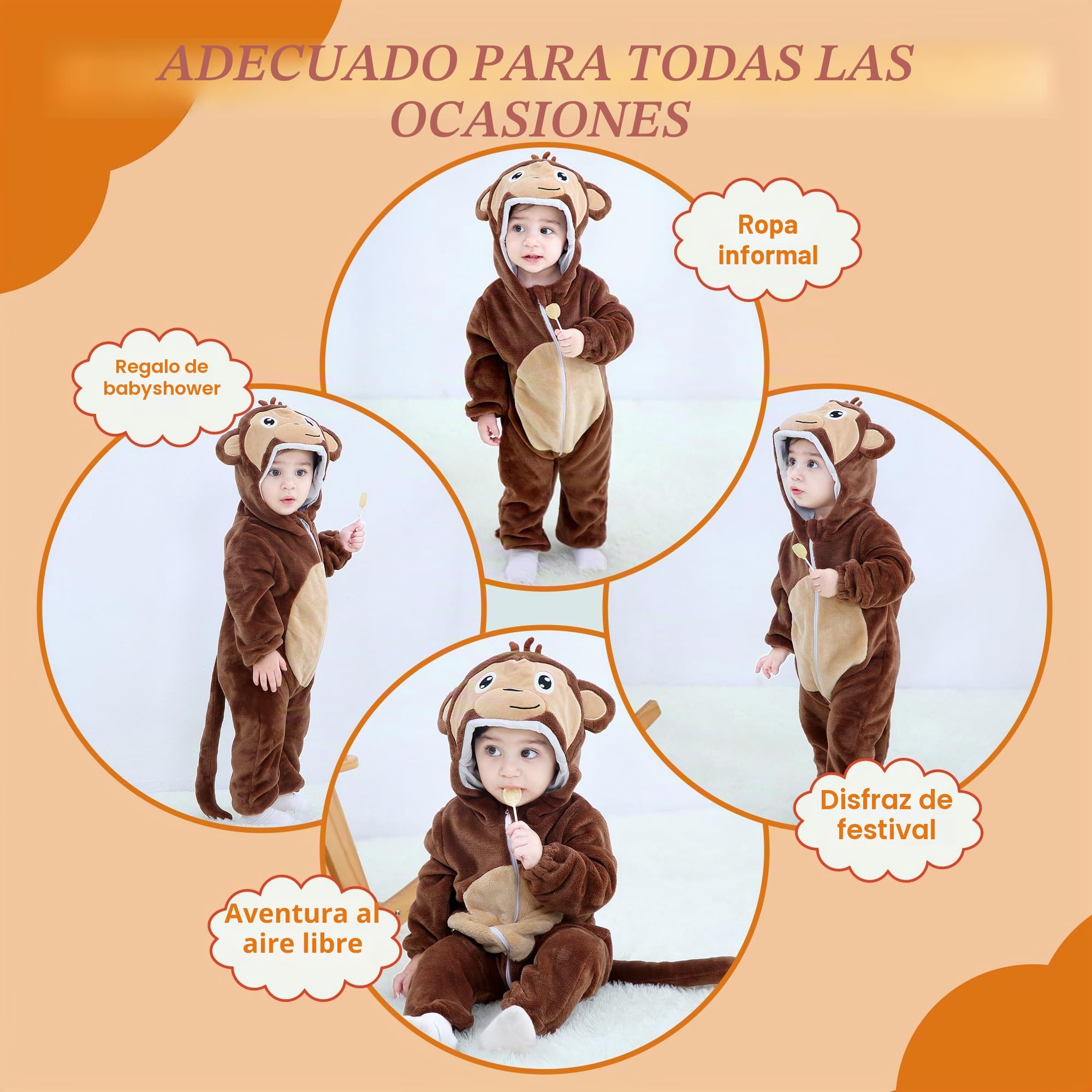 Mameluco de Animal Invierno con Capucha para Bebés Unisex,2-36 Meses