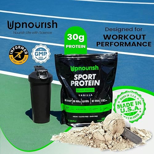 Miniatura 2 de Proteína deportiva vegana en polvo de vainilla  1.06 oz de proteína a base de plantas, VELOSITOL, BCAAs, verduras y frutas orgánicas, probióticos,