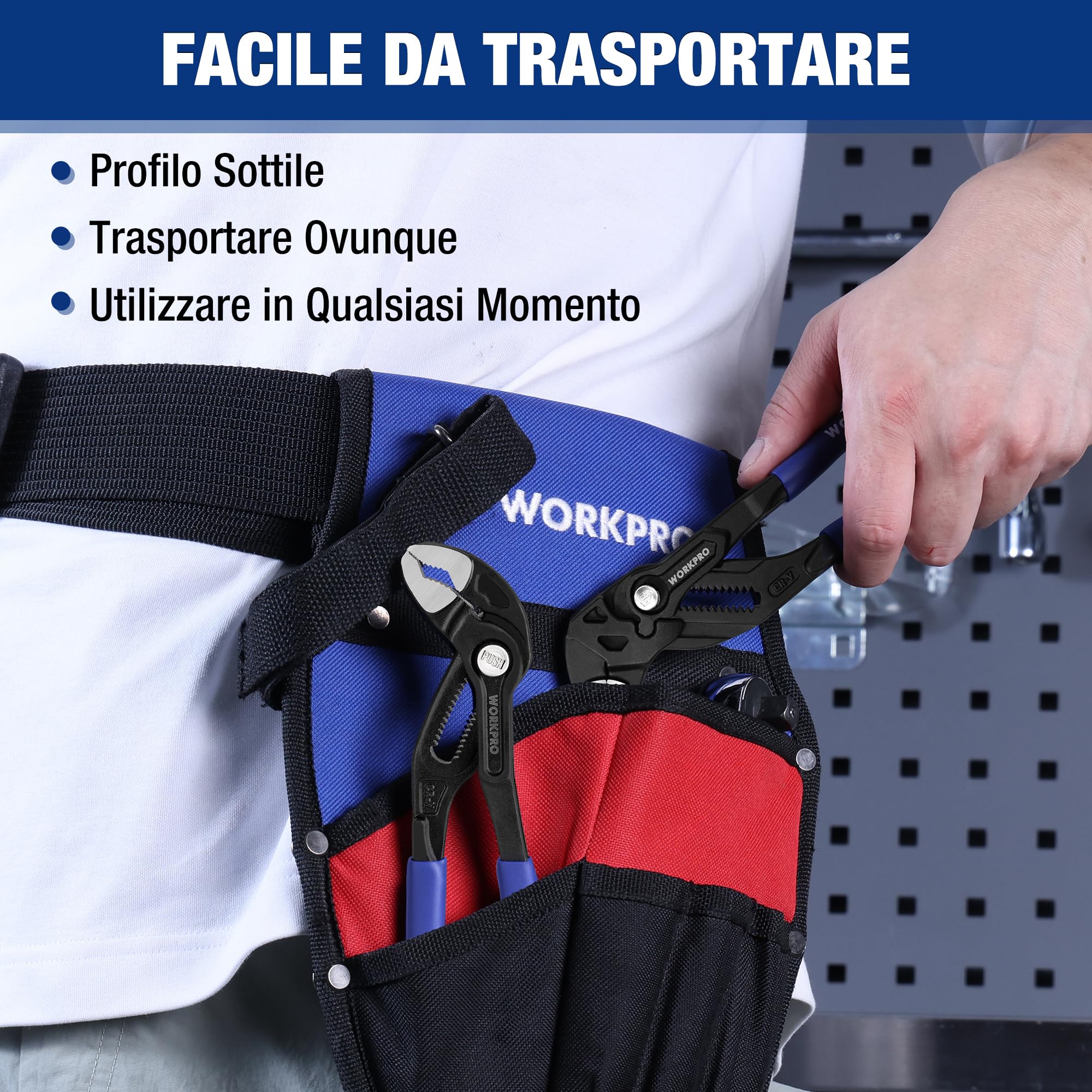 WOKRPRO Set di 2 Pinze Idraulico da 180 mm, Pinza Regolabile, Pinza a Pappagallo, Protezione di Bloccaggio, Impugnatura Antiscivole, Acciaio CrV, Chiave pappagallo a Apertura Massima 40/42 mm