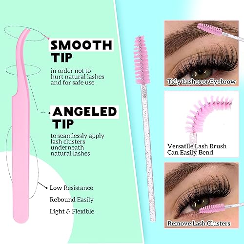 Miniatura 5 de Kit de extensión de pestañas para bricolaje, rizo D, esponjosas, pestañas finas, kit de extensión de pestañas individuales con enlace de pestañas y