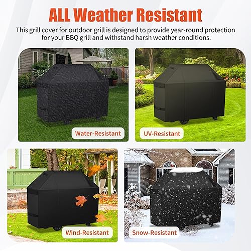 Miniatura 8 de iCOVER - Cubierta para parrilla de 75pulgadas, resistente con rejilla de ventilación malla 600D, Cubierta impermeable para ahumador a gas para