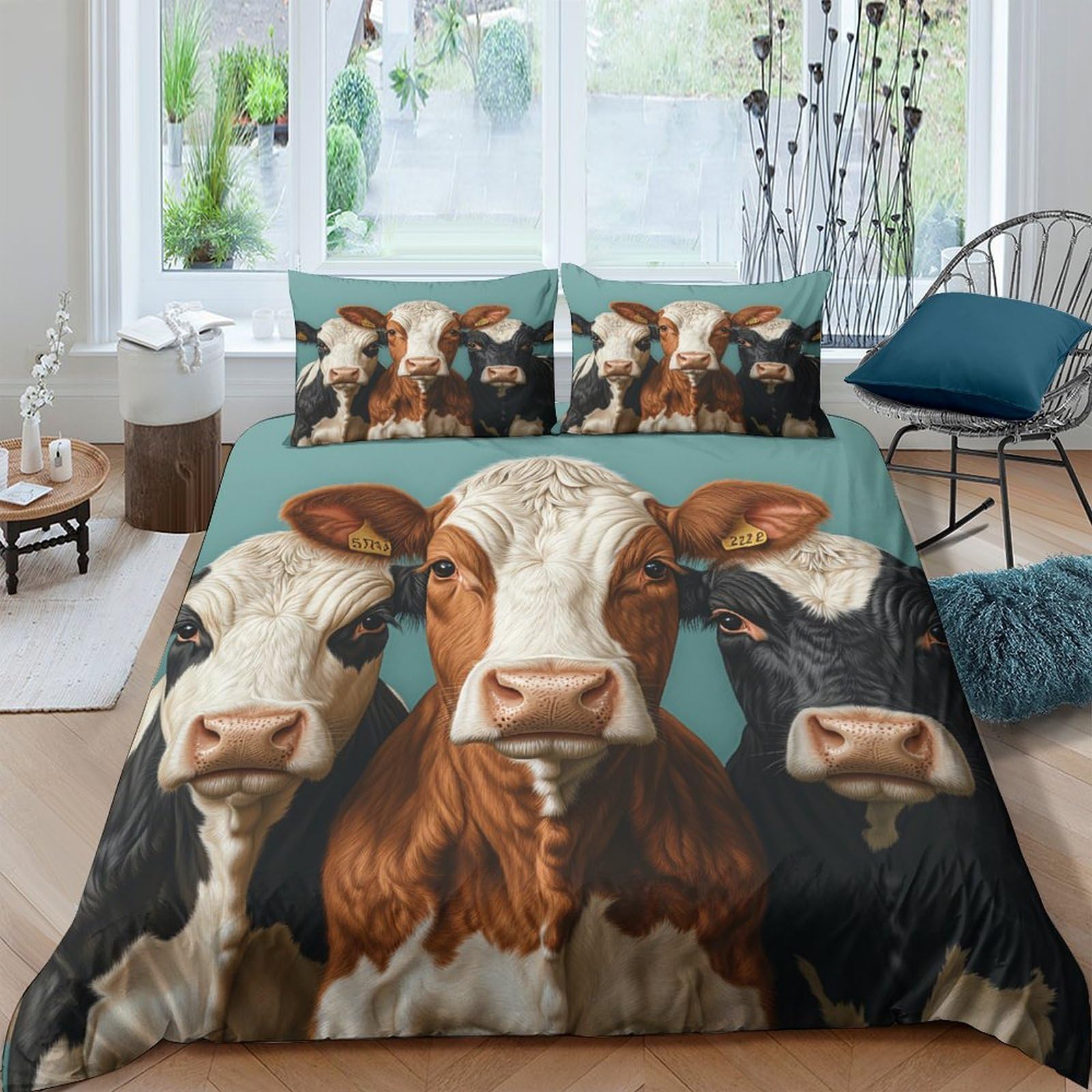 Ctjqhvkz Style-10 3D Printed Realistic Cow Pattern Fitted Sheet Microfiber Soft Breathable Farmhouse Animal Bed Cover For Bedroom Guest Room Decor Single（135X200cm）