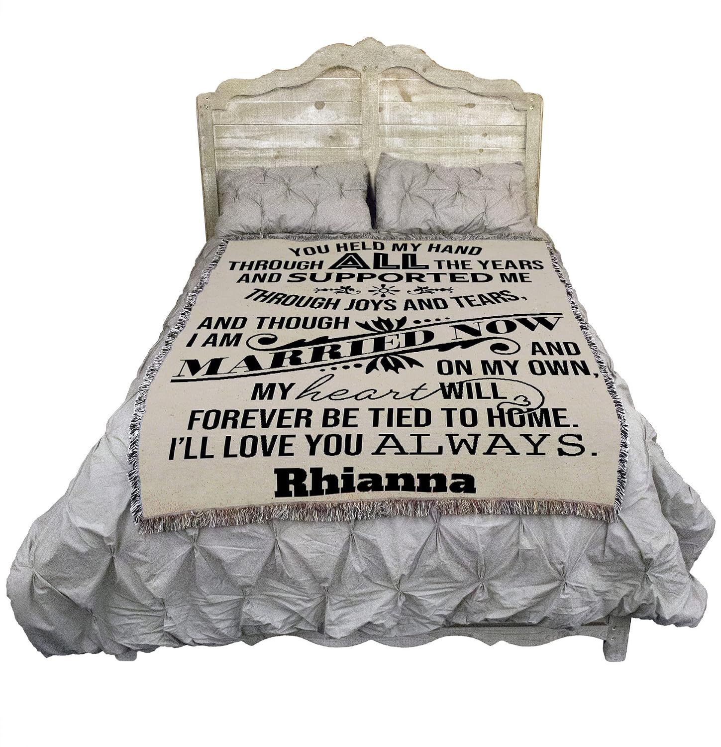 Pure Country Weavers You Held My Hand and Supported Me Blanket - Personalized - Custom Mother Parent Gift Tapestry Throw Woven from Cotton - Made in the USA (72x54)