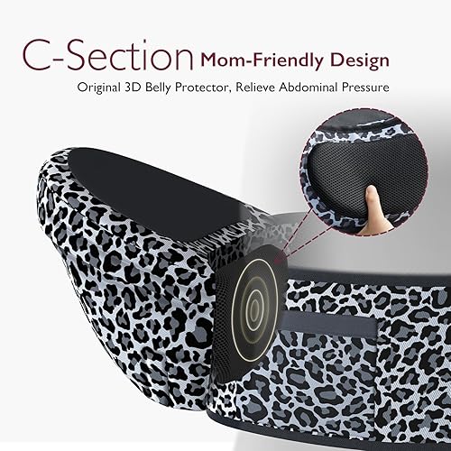 Miniatura 4 de Momcozy Portabebés con asiento de cadera, cintura ajustable con protector de vientre 3D original, portabebés ergonómico con varios bolsillos para