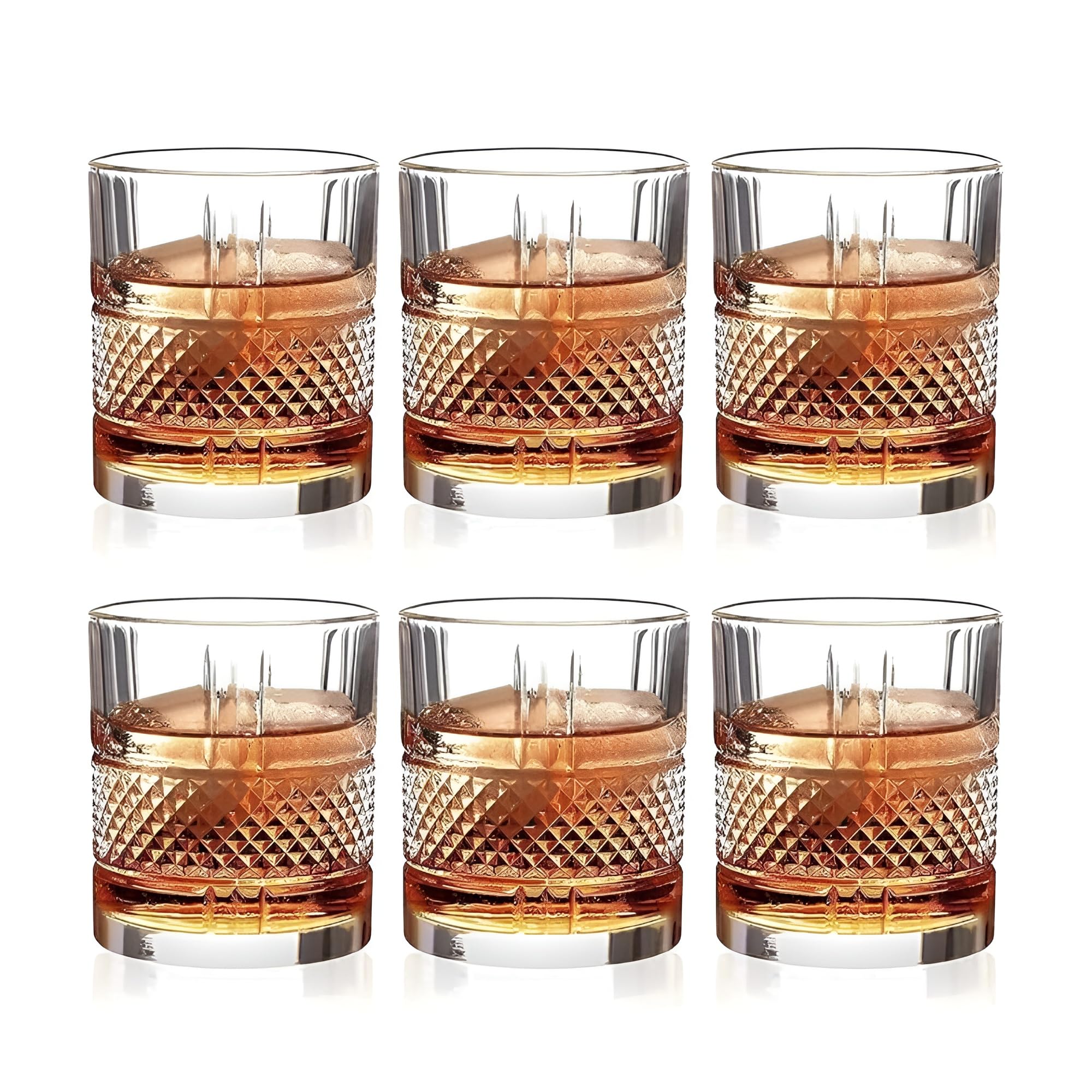 BABALIFINCH Crystal Ring Glassware Set - 250ml Elegance for All Your Beverages Like Juice, Water, Cocktail and More | Pack of 6 1