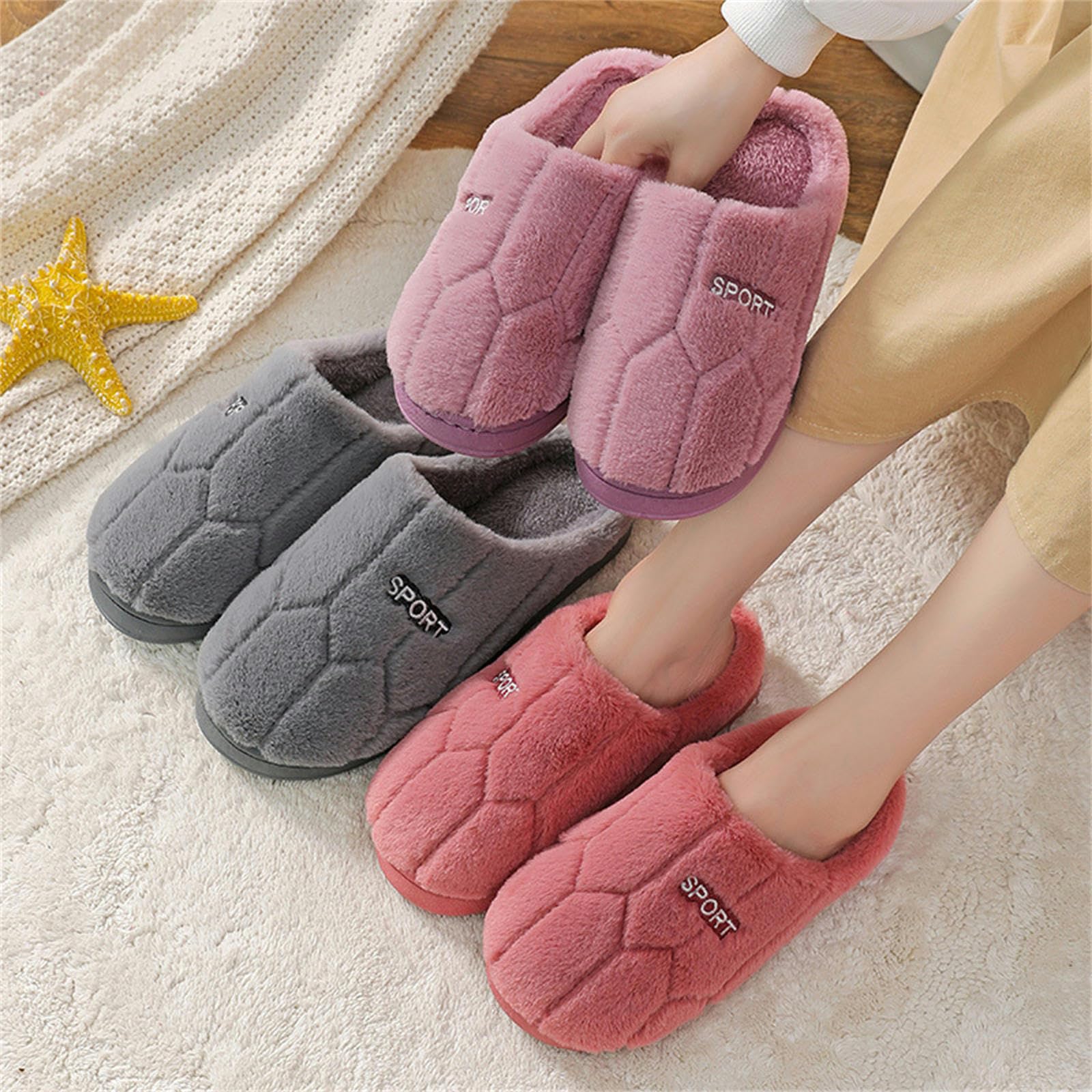 Ciabatte Donna Invernali Pantofole Invernali Uomo E Donna - Morbide, Calde, Antiscivolo, Peluche, Ideali per Casa E Interni-coffee-3-40-41