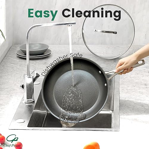 Miniatura 6 de Chef Power Juego de utensilios de cocina antiadherentes anodizados duros, 10 piezas con mango de acero inoxidable, juego de ollas y sartenes