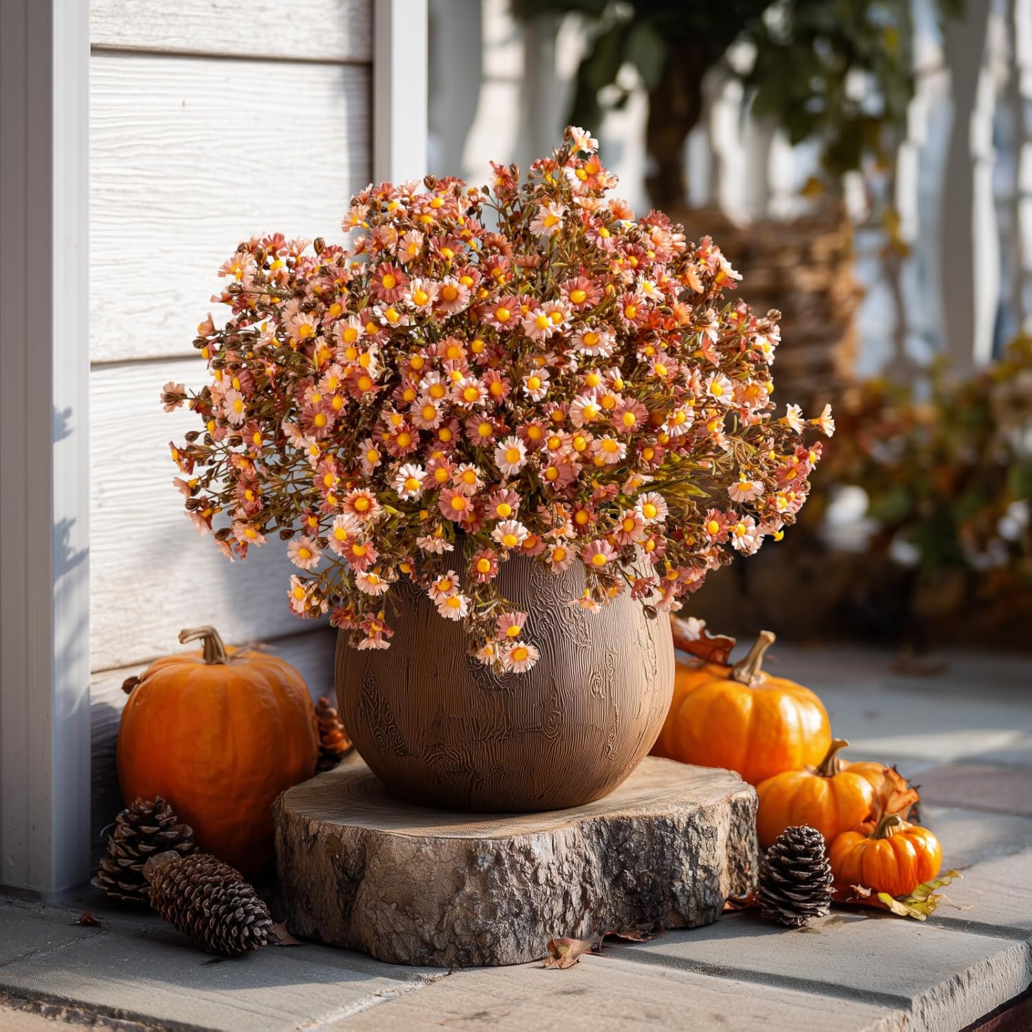 Artificial Daisy Flowers for Outdoor 16 Bundles Faux Daisy Flower UV Resistant No F...