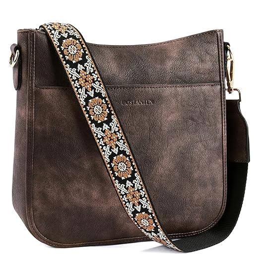BOSTANTEN Crossbody Bags for Women Trendy Vegan Leather Hobo Purses Shoulder Handbags With Wide Shoulder Strap