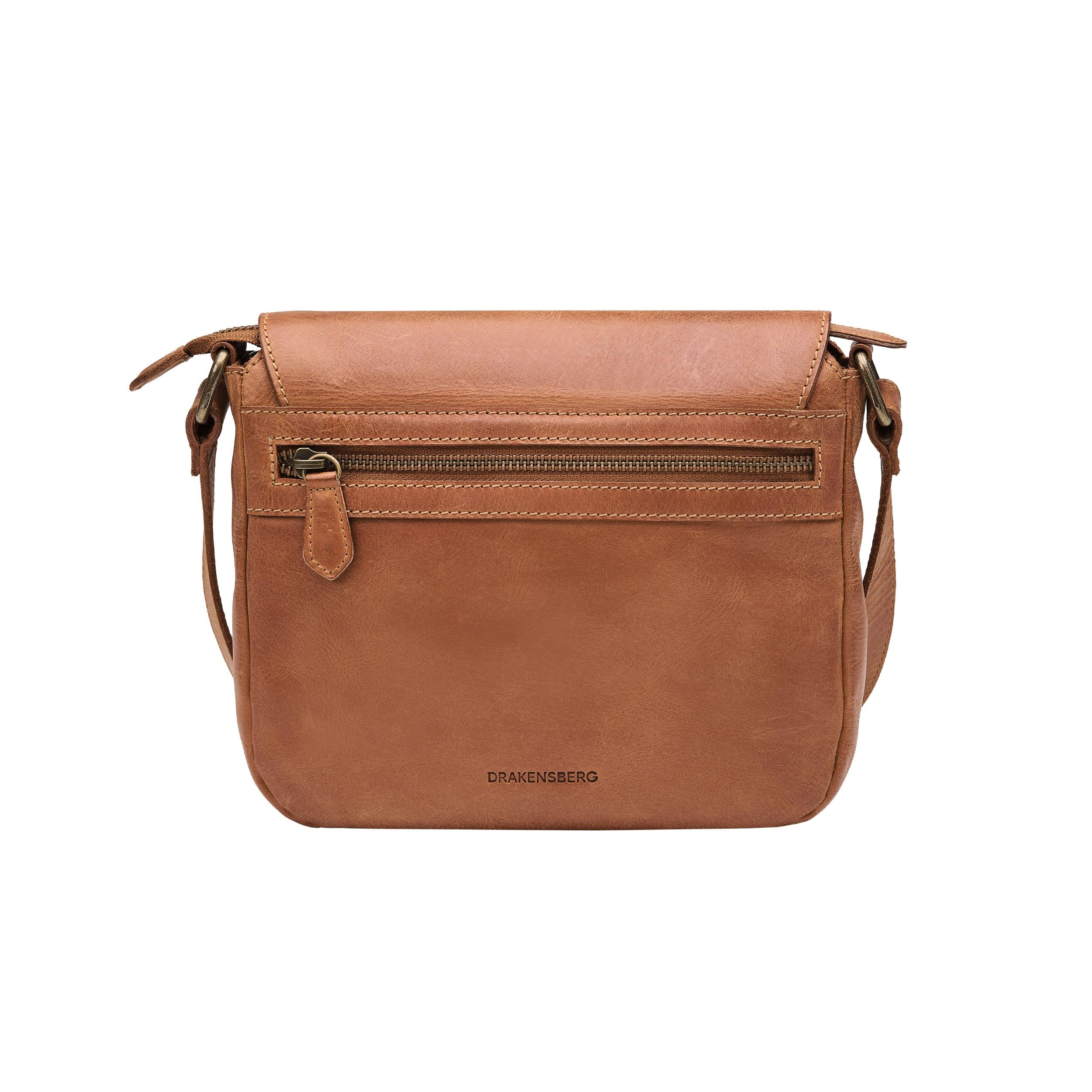 DRAKENSBERG Damen Umhängetasche 'Solana' Schultertasche, viele Fächer, Büffel-Leder, 3L | Cognac-Braun, DR00472