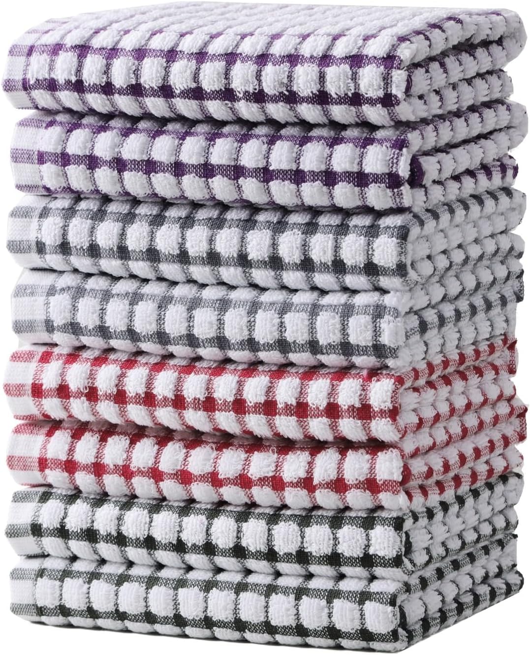 Oeleky Dish Towels for Kitchen, Cotton Kitchen Towels for Drying Dishes Pack of 8 (Multi C, 15X26 inches)
