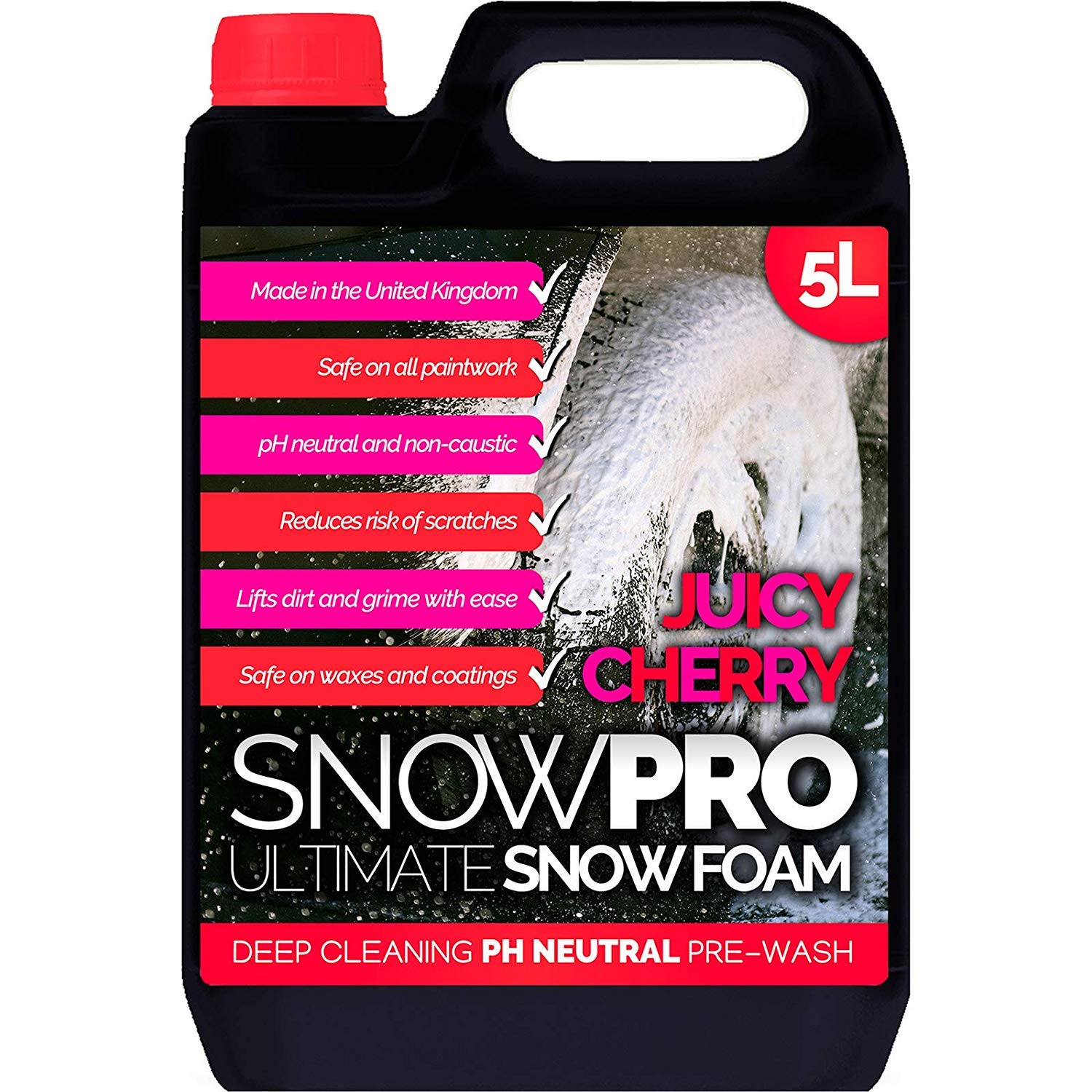 SnowPro Snow Foam Shampoo Car Wash 5L Soap pH Neutral Vehicle Cleaning Detailing Pre Wash Cherry Fragrance