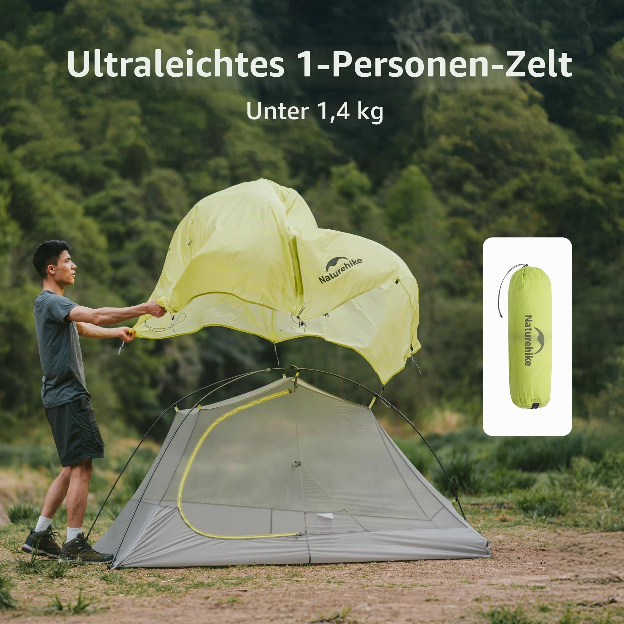 Naturehike Star Trails EXT Wanderzelt Ultraleichtes 1-2 Personen Campingzelt, Wasserdichtes Outdoor Zelt für Abenteuer, Kompaktes Design mit Autotauglichkeit