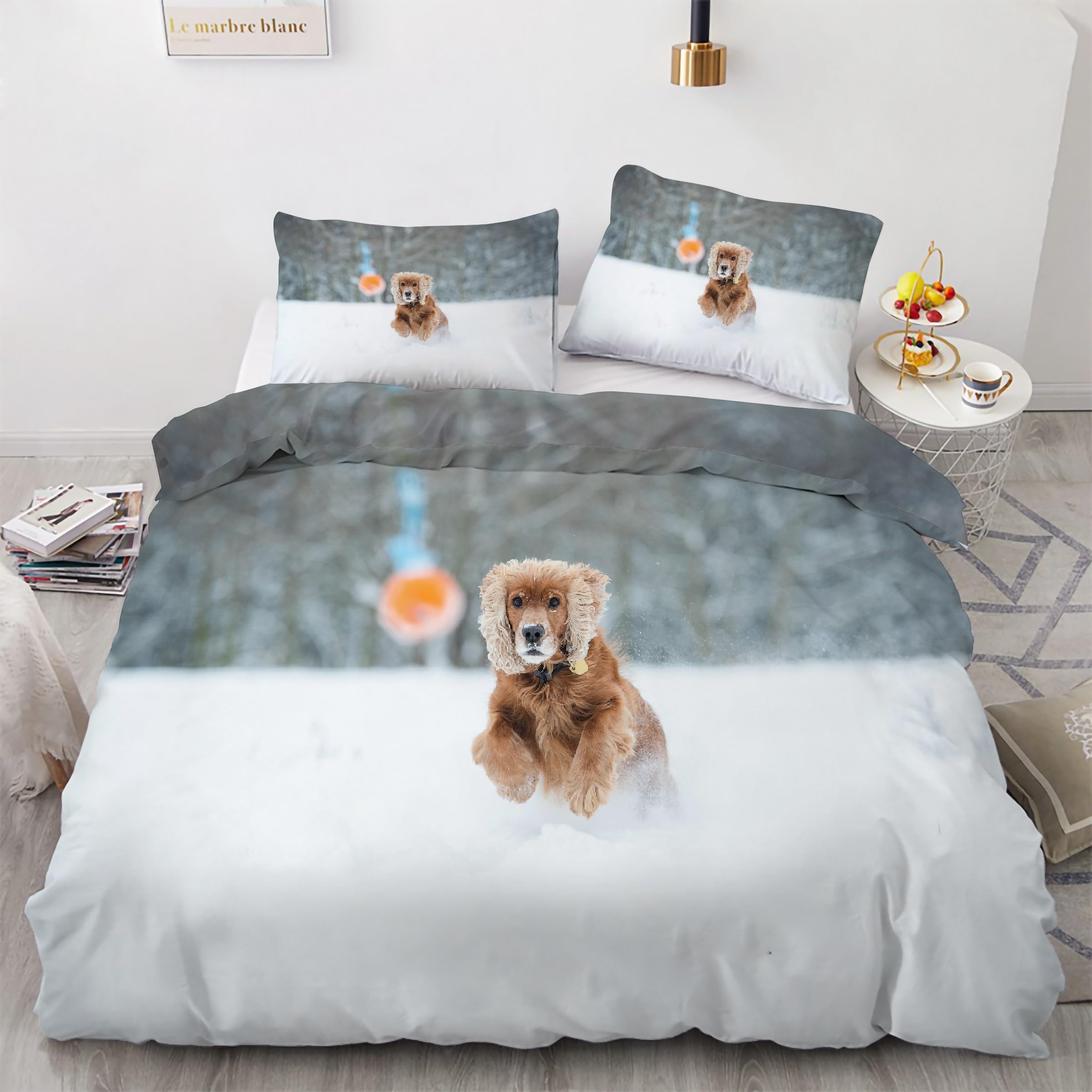 Parure de lit 90x190 microfibre douce anti-glisse avec fermeture éclair solide