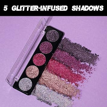 Profusion Cosmetics 5 Shade Glitter Eyeshadow Palette - High Pigmented