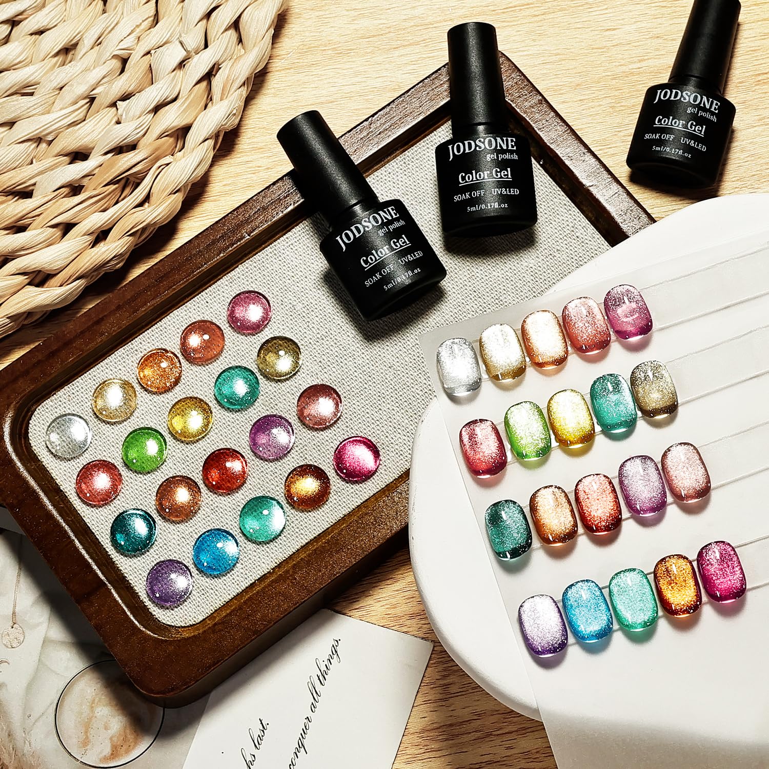 JODSONE 23 PCS Cat Eye Gel Nail Polish Set with Base Coat and Top Coat at Home for Women Nail Art all Seasons