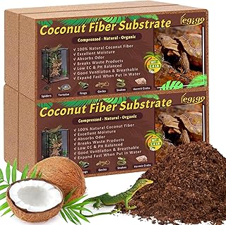 Legigo 4 Pack Compressed Coconut Fiber Substrate - 100% Organic Coconut Fiber Brick Bedding for Reptiles, Natural Coco Husk Substrate Terrarium Bedding for Snake, Hermit Crabs, Frogs, Tortoise, Gecko