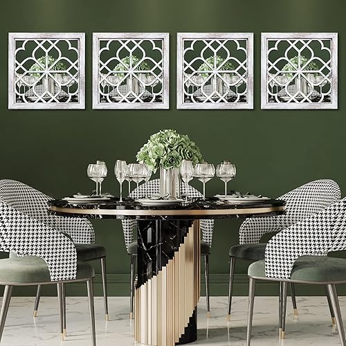 Miniatura 2 de Tatuo 4 espejos cuadrados de pared, magnífico espejo rústico de decoración de granja, rústico para renovación de baño, dormitorios, salas de estar,