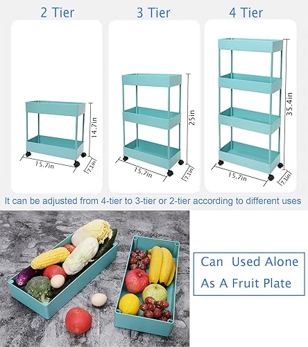 Miniatura 5 de Carrito de cocina delgado de 4 niveles, organizador de baño para lugares estrechos, estante de almacenamiento multiusos, carrito móvil para