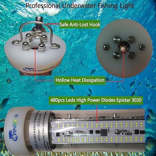 Miniatura 22 de Luz de pesca submarina 12 V 15000 LM 110 V 35000 LM verde, blanco, azul, amarillo, LED sumergible barco nocturno impermeable IP68 en agua dulce