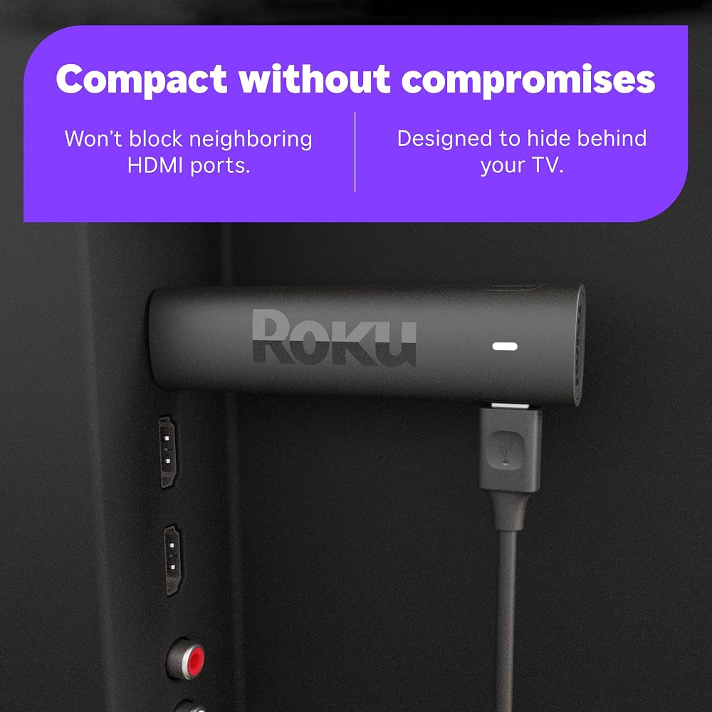 Roku Streaming Stick 4K - HDR & Dolby Vision Roku Streaming Device for TV with Voice Remote & Long-Range Wi-Fi - Free & Live TV