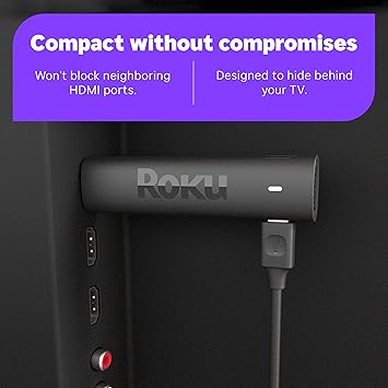 Roku Streaming Stick 4K - HDR & Dolby Vision Roku Streaming Device for TV with Voice Remote & Long-Range Wi-Fi - Free & Live TV