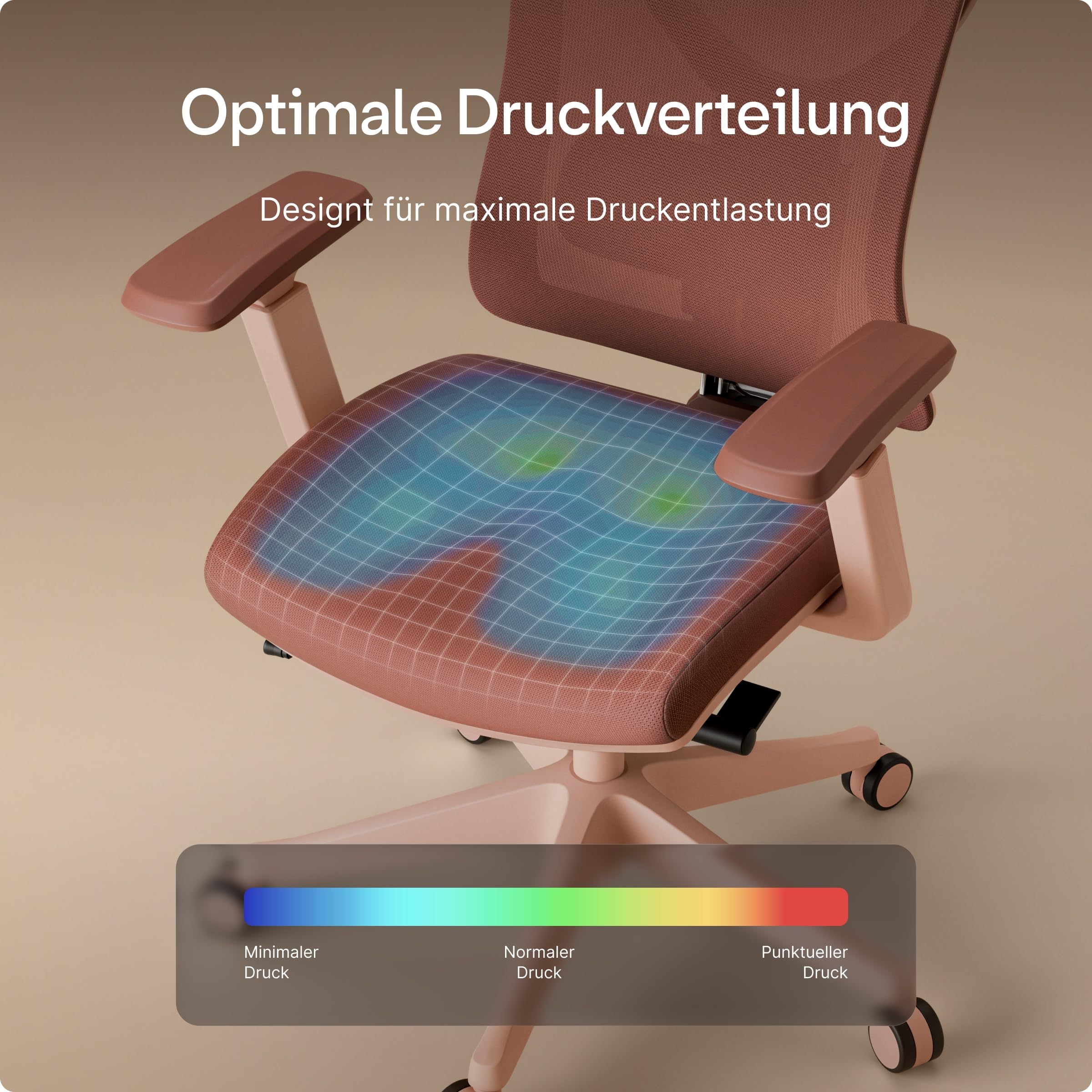 Desktronic Verstellbarer ergonomischer Bürostuhl | Schreibtischstuhl mit Lendenwirbelstütze - rückenfreundlich- Computerstuhl höhenverstellbar & rückenschonend - breites Polster SitPro (Rosa)