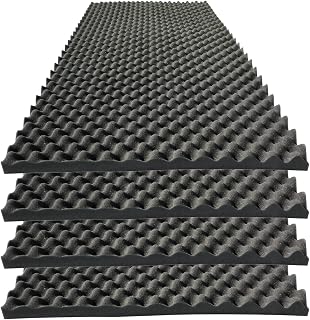 KTOESHEO 4-Pack 48x24x2" Egg Crate Acoustic Foam Panels - Fireproof Soundproof Studio Panels for Noise Reduction (Black)