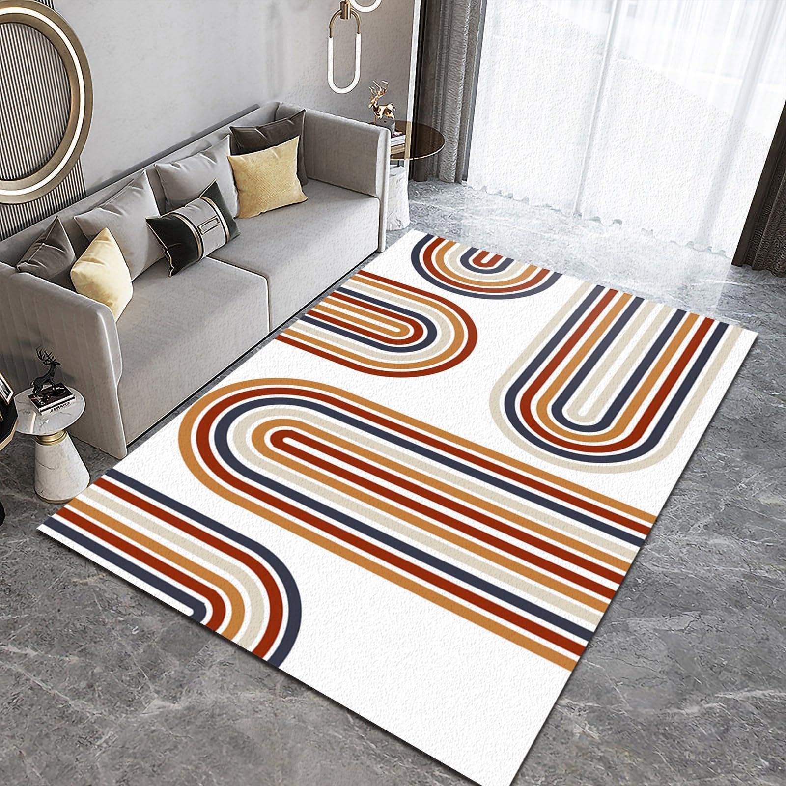 Amazon.com: Gray Black Blue Pink Curved Design Area Rug