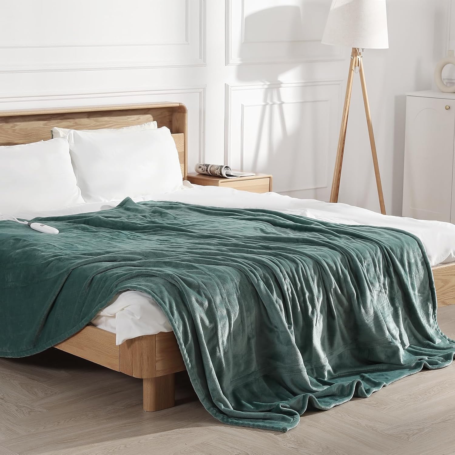 Electric Blanket Full Green Heated Blanket 72''X84'', Ultra Soft Silky Flannel Heating Blanket with 5 Heat Levels & 10 Hrs Timer, ETL Certified & Overheat Protection, Gifts for Grandma(Hunter Green) - Image 8