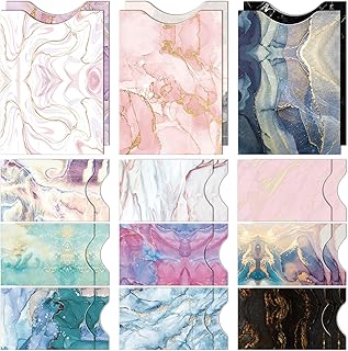 Woanger 24 Pcs Rfid Blocking Sleeves Includes 18 Credit Card Protector Holders and 6 Passport Sleeves Anti Rfid, Aluminum Foil Slim Identity Theft Protection, Beautiful Marble Design