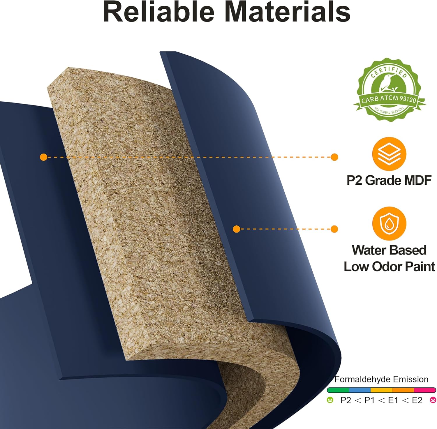 RoyalCraft 6 Drawer Dresser with LED Mirror, Fluted Wood Chest of Drawers with Metal Handle, Modern Makeup Vanity with Storage for Bedroom, Living Room, Blue