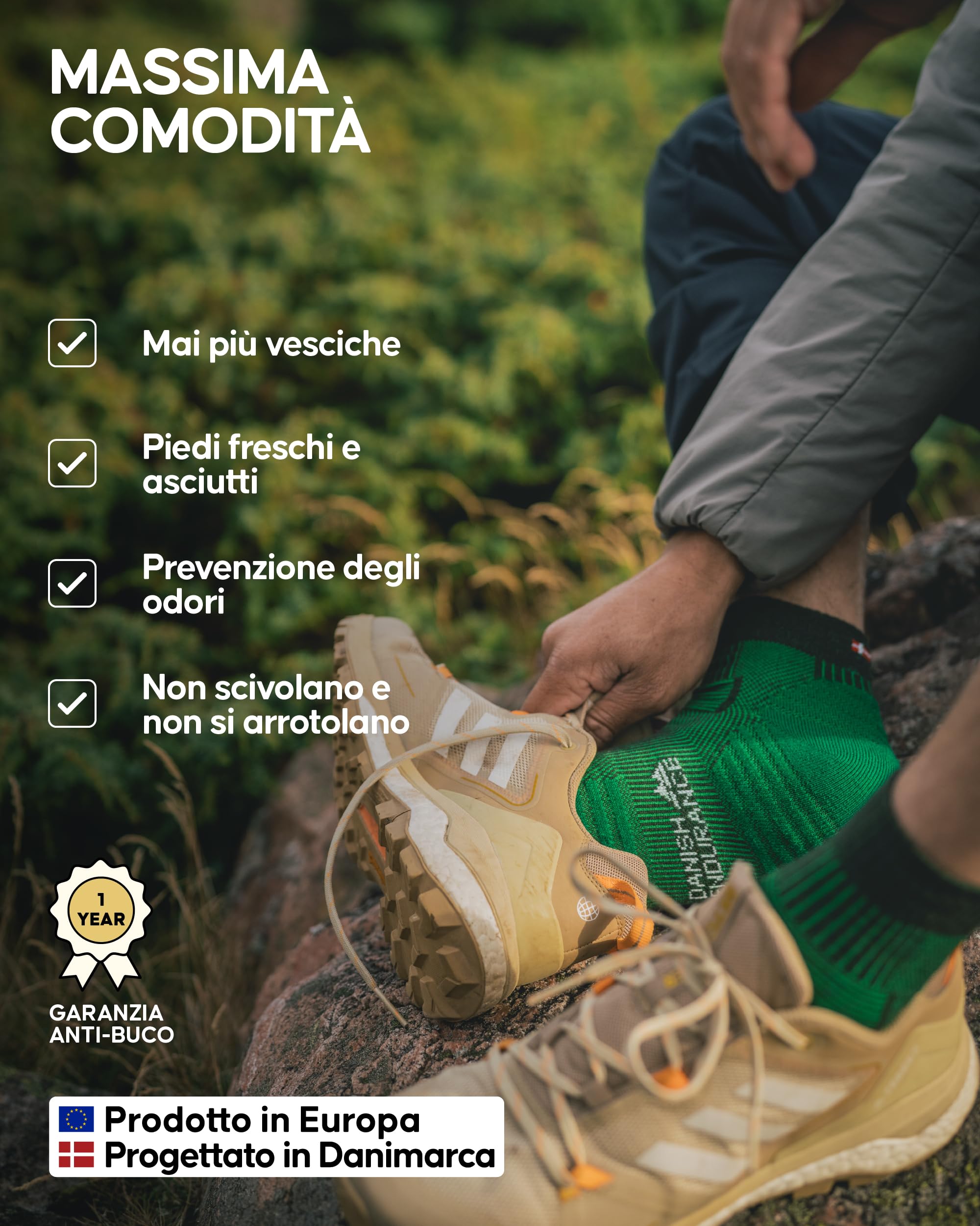 DANISH ENDURANCE Calze Trekking in Lana Merino, Calze Termiche Anti-Vesciche, Traspiranti, da Uomo, Donna, Bambino, 3 Paia