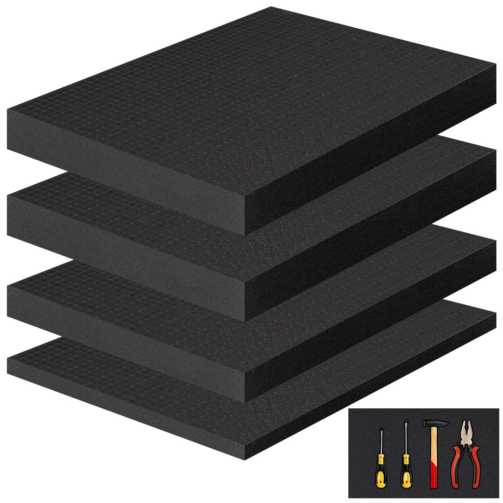 4PCS Pre-Cutted Foam Inserts, Cube Foam Sheet for Toolbox Organisation, Drawer-Storage, Jewelry, etc, Black, (4 PCS 1 * 1 * 1 cm)