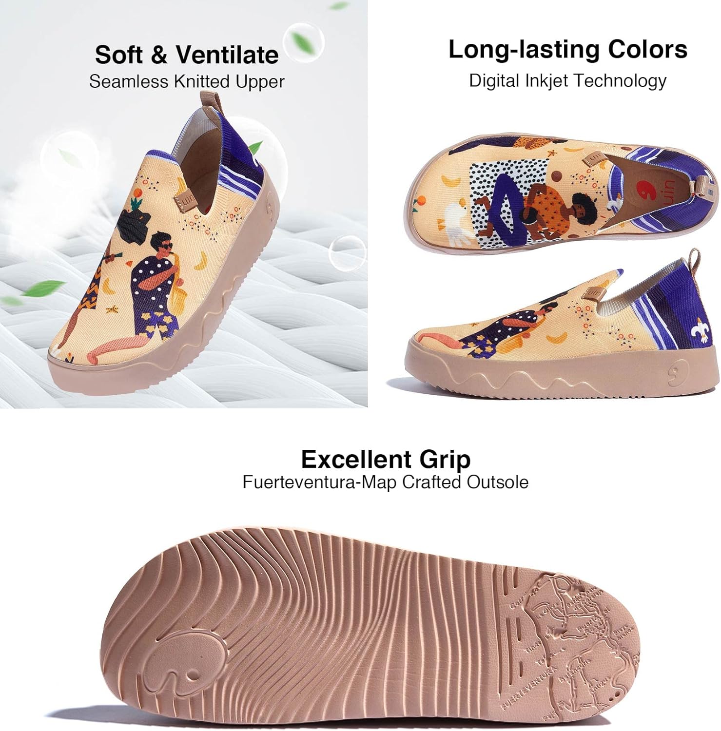 UIN Platform Slip On Shoes for Women Knit Fashion Painted Lightweight Comfortable Casual Fall Shoes Outdoor Travel Work Comfort Women's Sneakers - Image 6